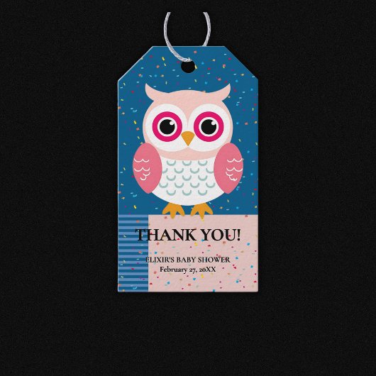 Schattigee Roze Uil Geslacht Neutraal Woodland Bab Cadeaulabel