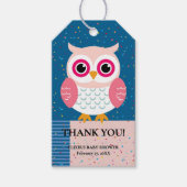 Schattigee Roze Uil Geslacht Neutraal Woodland Bab Cadeaulabel (Voorkant)