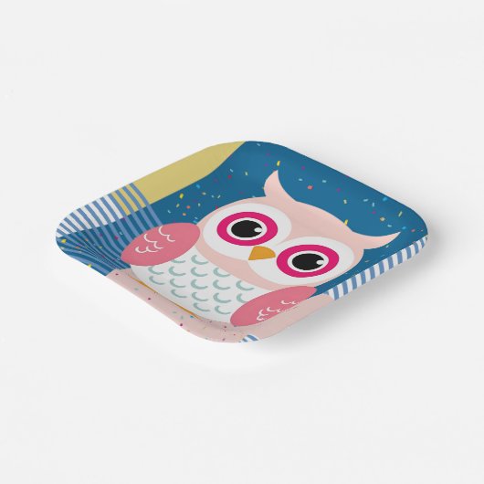 Schattigee Roze Uil Geslacht Neutraal Woodland Bab Papieren Bordje (Gebogen)