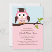 Schattigee Roze Uil Graduation Party Invitation Kaart (Voorkant)