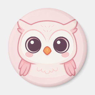 Schattigee Roze Uil – Kawaii Animal Design Magneet