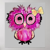 Schattigee roze Uil met lintboog Poster (Voorkant)