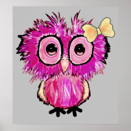 Schattigee roze Uil met lintboog Poster