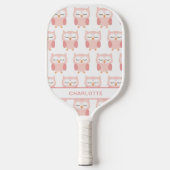 Schattigee Roze Uil, monogram Pickleball Paddle (Voorkant)