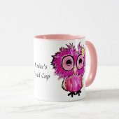 Schattigee roze uil (Oldcup) bewerkbaar Mok (Voorkant rechts)