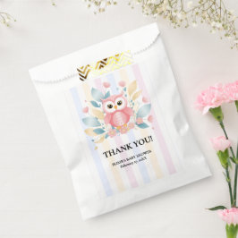 Schattigee Roze Uil Pastel Floral Design Baby show Bedankzakje
