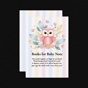 Schattigee Roze Uil Pastel Floral Design Baby show Informatiekaartje