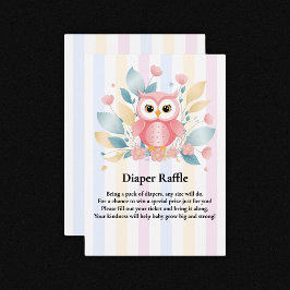 Schattigee Roze Uil Pastel Floral Design Baby show Informatiekaartje