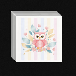 Schattigee Roze Uil Pastel Floral Design Baby show Servet