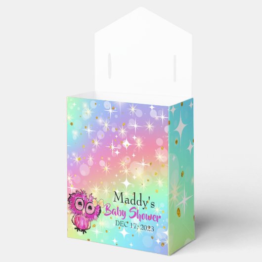 Schattigee roze uil sterren Twinkle dank u Baby sh Bedankdoosjes (Geopend)