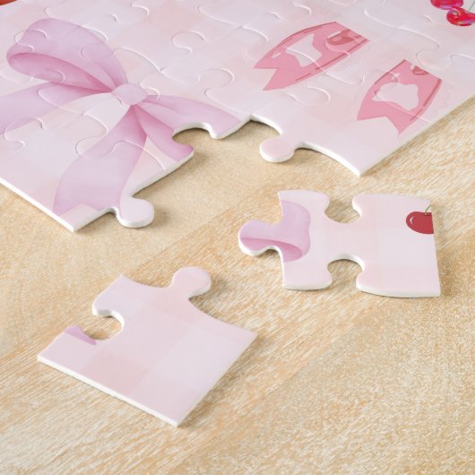 Schattigee roze uitdagende coquette puzzel legpuzzel (Zijkant)