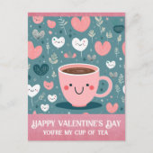 Schattigee Roze Valentijnsdag Cup van Tea Hearts Briefkaart (Voorkant)