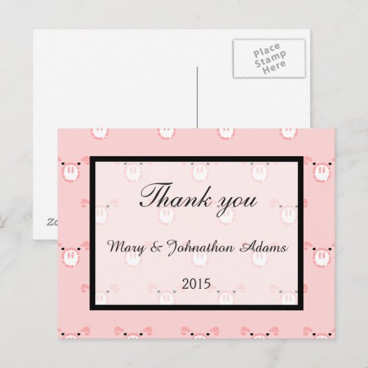 Schattigee Roze Varken Gezicht Patroon Leuke bruil Briefkaart (Voorkant / Achterkant)