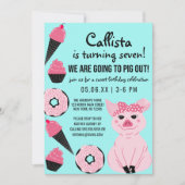 Schattigee Roze Varken Ice Cream Donuts Cupcake Ve Kaart (Voorkant)