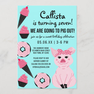 Schattigee Roze Varken Ice Cream Donuts Cupcake Ve Kaart