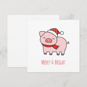 Schattigee Roze Varken Vrolijk en Helder Minimalis Feestdagenkaart (Voorkant / Achterkant)