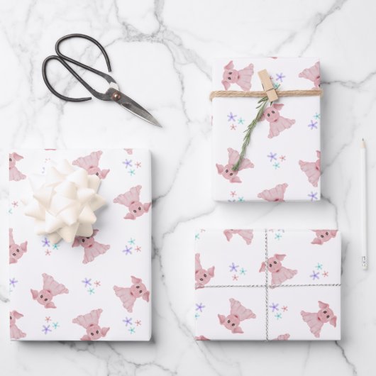 Schattigee Roze Varkens Barnyard Verjaardag Kinder Inpakpapier Vel (Voorkant)
