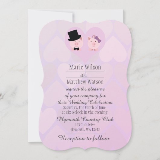 Schattigee Roze Varkens in Love Wedding Kaart (Voorkant)
