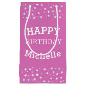 Schattigee Roze Verjaardag Sterrenpatroon Girly Klein Cadeauzakje (Voorkant)