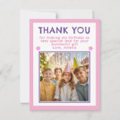 Schattigee roze verjaardagsfoto bedankkaart (Voorkant)