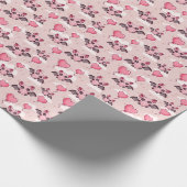 Schattigee roze vleermuizen en harten cadeaupapier (Hoek)