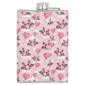 Schattigee roze vleermuizen en harten heupfles (Achterkant)