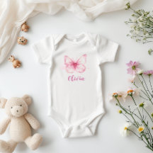 Schattigee Roze Vlinder Baby Gepersonaliseerde Bod