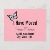 Schattigee Roze Vlinder Bewegende Aankondiging Briefkaart (Voorkant)