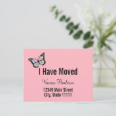 Schattigee Roze Vlinder Bewegende Aankondiging Briefkaart (Staand voorkant)