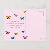 Schattigee Roze Vlinder Dank u Verjaardagsfoto Briefkaart (Achterkant)