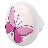 Schattigee roze vlinder doedel keramische knop (Rechts)