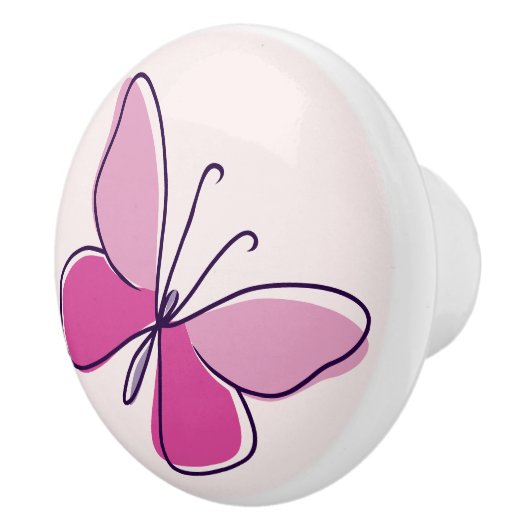 Schattigee roze vlinder doedel keramische knop (Rechts)
