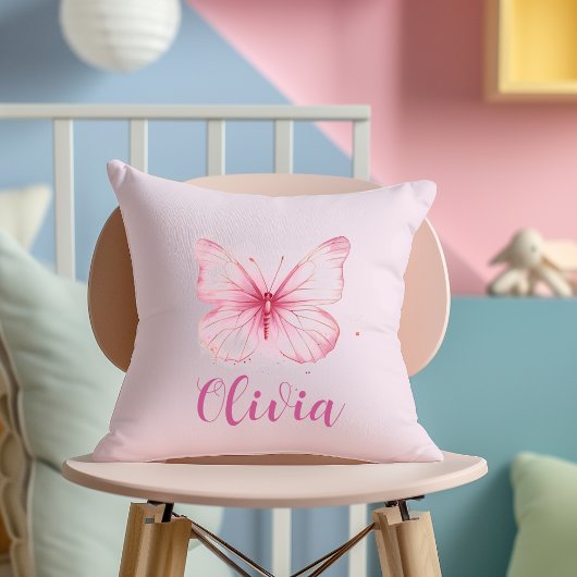Schattigee Roze Vlinder Gepersonaliseerd Meisjes K Kussen