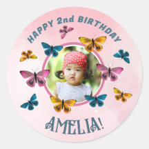 Schattigee Roze Vlinder Meisje Verjaardagsfeest Fo