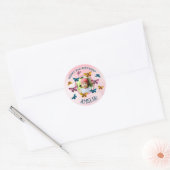 Schattigee Roze Vlinder Meisje Verjaardagsfeest Fo Ronde Sticker (Envelop)