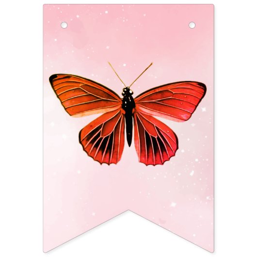 Schattigee Roze Vlinder Meisje Verjaardagsfeest Fo Vlaggetjes (Tweede vlag)