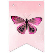 Schattigee Roze Vlinder Meisje Verjaardagsfeest Fo Vlaggetjes (Eerste vlag)