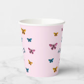 Schattigee Roze Vlinder Meisje Verjaardagsfeest Papieren Bekers (Links)