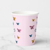 Schattigee Roze Vlinder Meisje Verjaardagsfeest Papieren Bekers (Rechts)