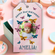 Schattigee Roze Vlinder Meisje Verjaardagsfoto
