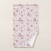 Schattigee Roze Vlinder Meisjes Gepersonaliseerde  Bad Handdoek (Handdoek)