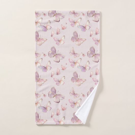 Schattigee Roze Vlinder Meisjes Gepersonaliseerde  Bad Handdoek (Handdoek)