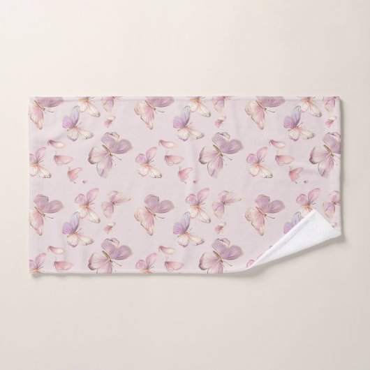 Schattigee Roze Vlinder Meisjes Gepersonaliseerde  Bad Handdoek (Handdoek)