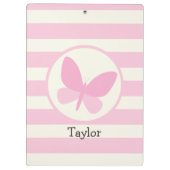 Schattigee Roze Vlinder op Retro Stripes Klembord (Achterkant)