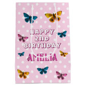 Schattigee Roze Vlinderpatroon Meisje Gelukkige Ve Medium Cadeauzakje (Achterkant)