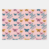 Schattigee Roze Vlinderpatroon Meisje Verjaardag Inpakpapier Vel (Voorkant 3)