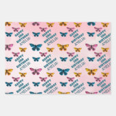 Schattigee Roze Vlinderpatroon Meisje Verjaardag Inpakpapier Vel (Voorkant)