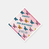 Schattigee Roze Vlinderpatroon Meisje Verjaardagsf Servet (Hoek)