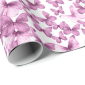 Schattigee roze vlinderpatroon pastel cadeaupapier (Rol Hoek)