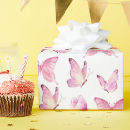 Schattigee roze vlinders cadeaupapier